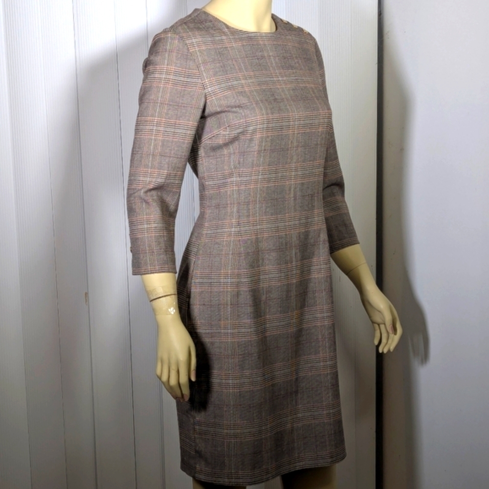 H&M Brown Plaid Fitted Dress Size 6 - Picture 4 of 9